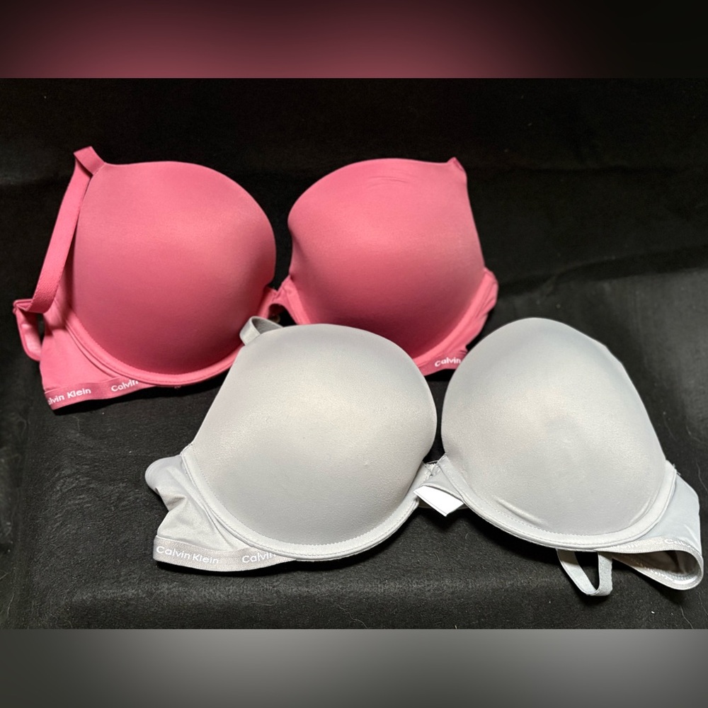 🏷 Calvin Klein | 2x Underwire Smooth Front Bras - 38B, Gray/Pink